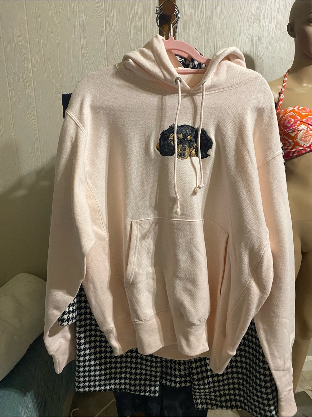 Champion Light Pink Reverse Weave Hoodie with Small Embroidery